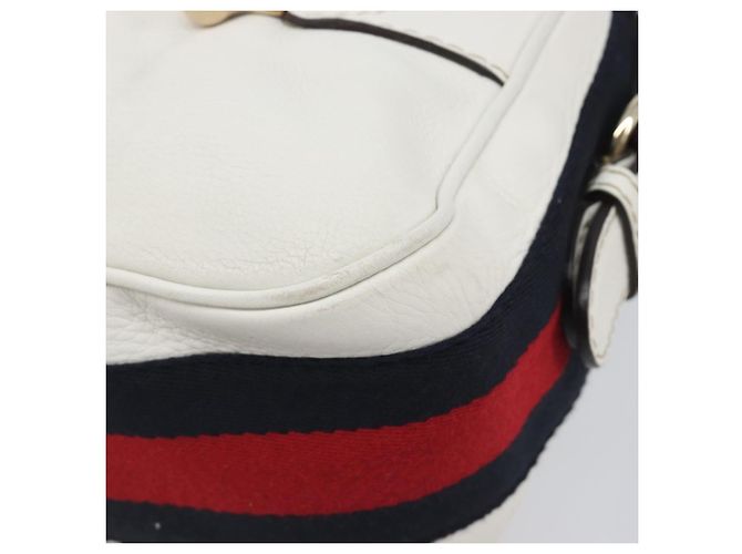Borsa a tracolla GUCCI Sherry Line Horsebit in pelle Bianco Oro 247604 Auth LN087V - vista 15