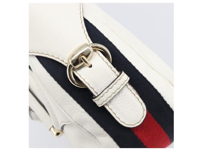Borsa a tracolla GUCCI Sherry Line Horsebit in pelle Bianco Oro 247604 Auth LN087V - vista 19
