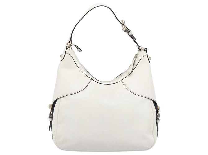 Borsa a tracolla GUCCI Sherry Line Horsebit in pelle Bianco Oro 247604 Auth LN087V - vista 2
