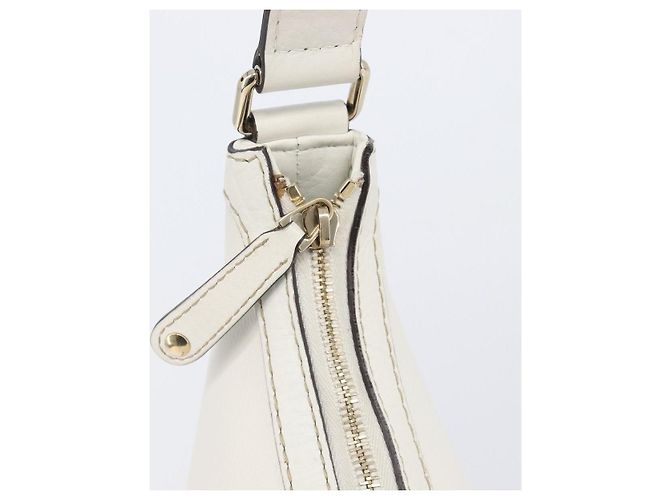 Borsa a tracolla GUCCI Sherry Line Horsebit in pelle Bianco Oro 247604 Auth LN087V - vista 21