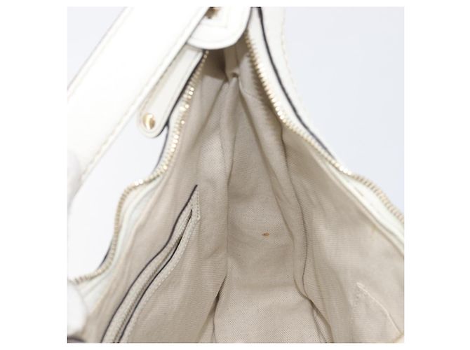Borsa a tracolla GUCCI Sherry Line Horsebit in pelle Bianco Oro 247604 Auth LN087V - vista 23