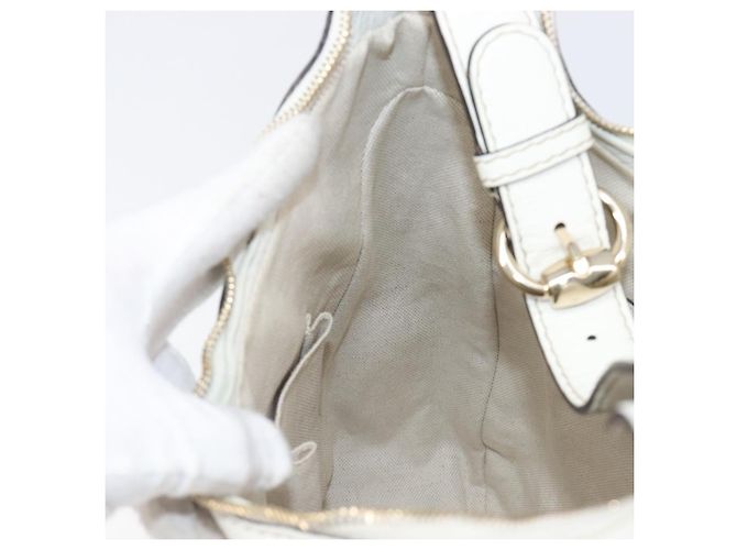 Borsa a tracolla GUCCI Sherry Line Horsebit in pelle Bianco Oro 247604 Auth LN087V - vista 24
