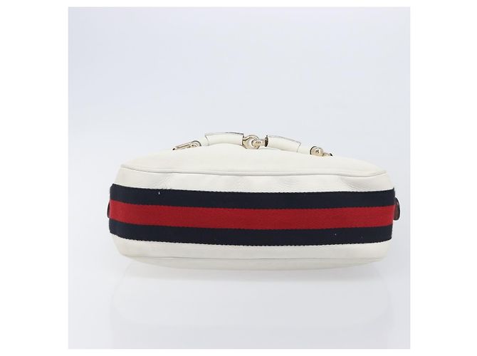 Borsa a tracolla GUCCI Sherry Line Horsebit in pelle Bianco Oro 247604 Auth LN087V - vista 5