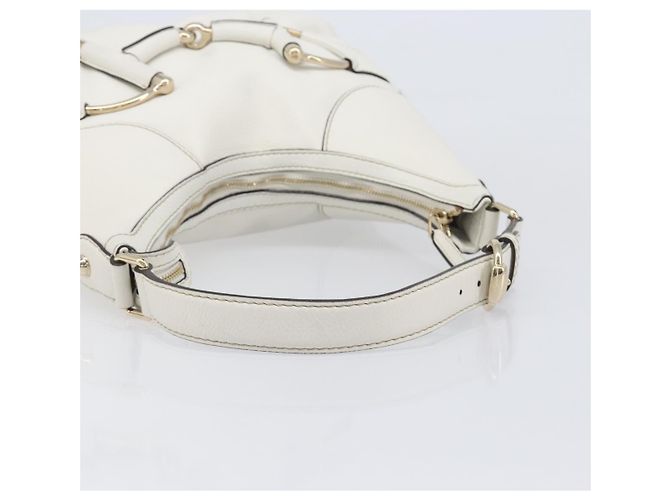 Borsa a tracolla GUCCI Sherry Line Horsebit in pelle Bianco Oro 247604 Auth LN087V - vista 7