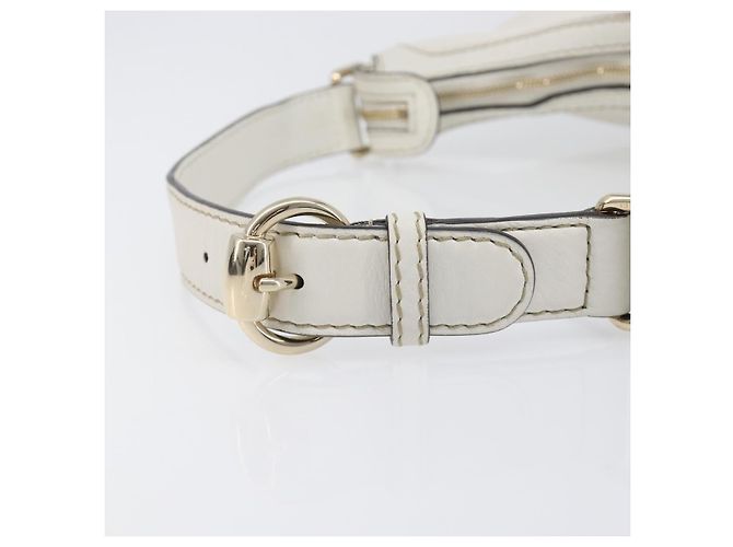 Borsa a tracolla GUCCI Sherry Line Horsebit in pelle Bianco Oro 247604 Auth LN087V - vista 8