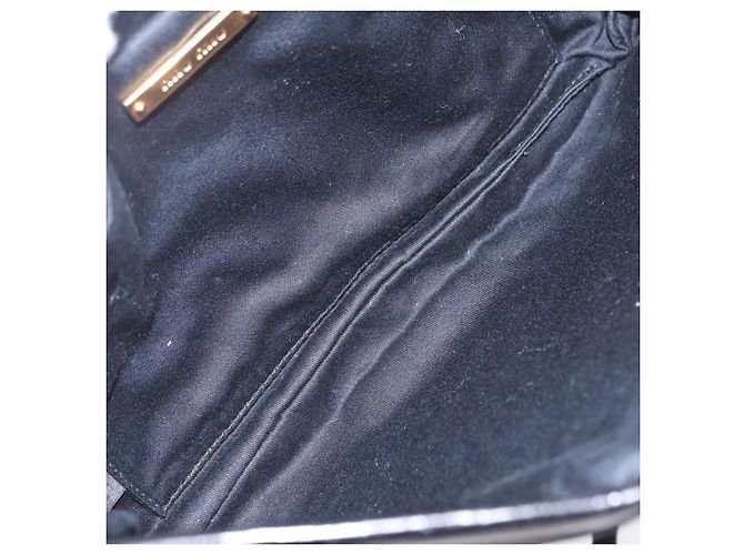 Borsa a Tracolla Miu Miu Vitellolux Black Gold Auth 206868V Nero D'oro - vista 10