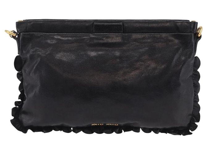 Borsa a Tracolla Miu Miu Vitellolux Black Gold Auth 206868V Nero D'oro - vista 13