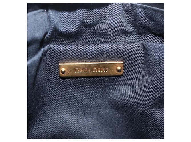 Borsa a Tracolla Miu Miu Vitellolux Black Gold Auth 206868V Nero D'oro - vista 18