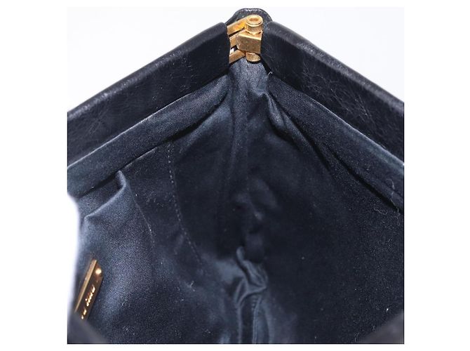 Borsa a Tracolla Miu Miu Vitellolux Black Gold Auth 206868V Nero D'oro - vista 19