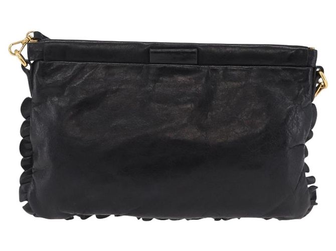 Borsa a Tracolla Miu Miu Vitellolux Black Gold Auth 206868V Nero D'oro - vista 2