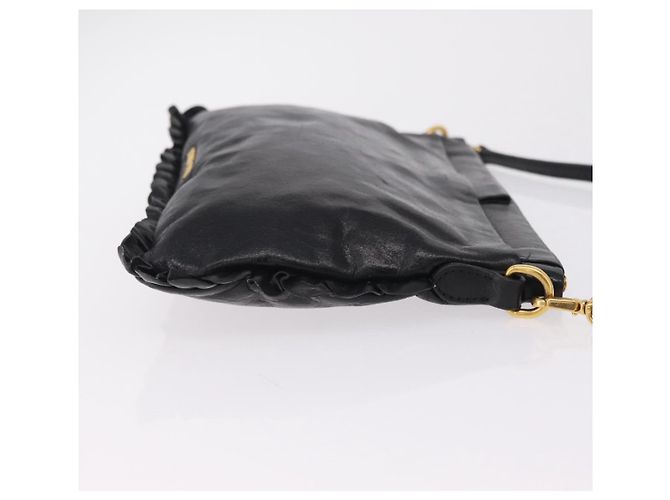 Borsa a Tracolla Miu Miu Vitellolux Black Gold Auth 206868V Nero D'oro - vista 3