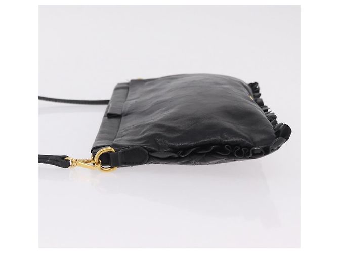 Borsa a Tracolla Miu Miu Vitellolux Black Gold Auth 206868V Nero D'oro - vista 4
