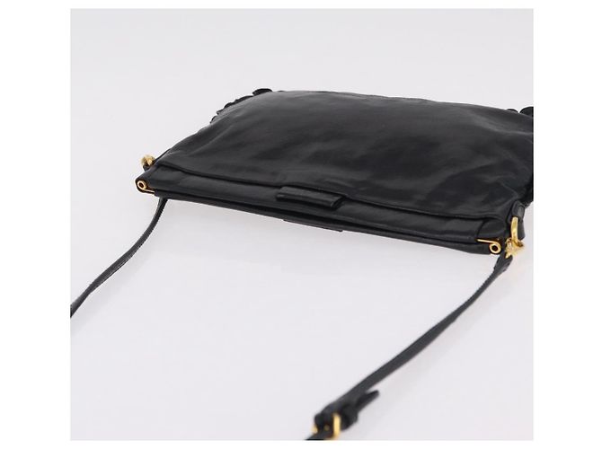 Borsa a Tracolla Miu Miu Vitellolux Black Gold Auth 206868V Nero D'oro - vista 6