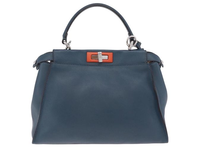 Borsa a mano FENDI Peek A Boo in pelle 2way Blu Argento 8BN290 Auth ka6482V - vista 13
