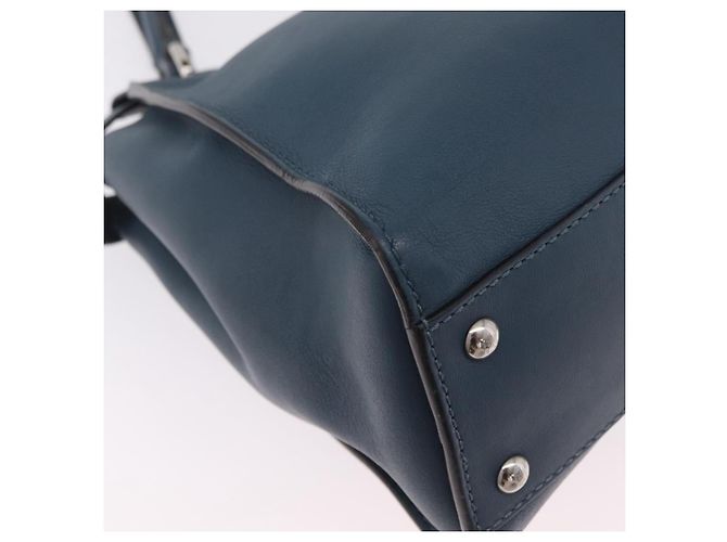 Borsa a mano FENDI Peek A Boo in pelle 2way Blu Argento 8BN290 Auth ka6482V - vista 17