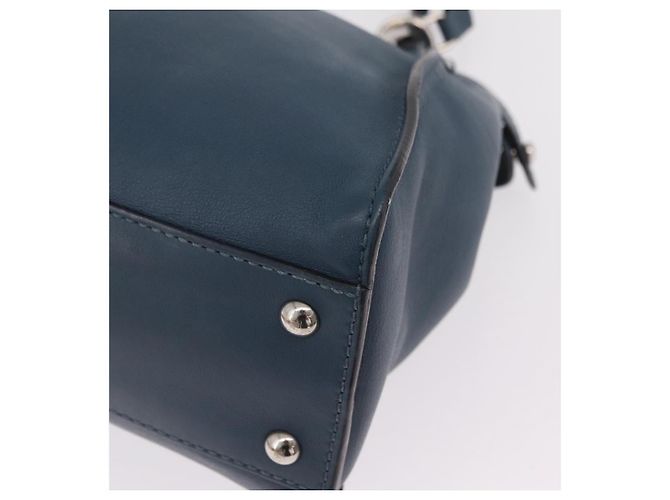 Borsa a mano FENDI Peek A Boo in pelle 2way Blu Argento 8BN290 Auth ka6482V - vista 18