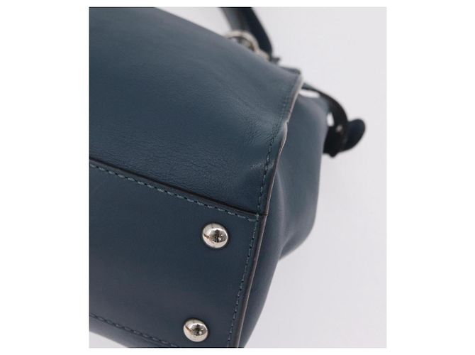 Borsa a mano FENDI Peek A Boo in pelle 2way Blu Argento 8BN290 Auth ka6482V - vista 20