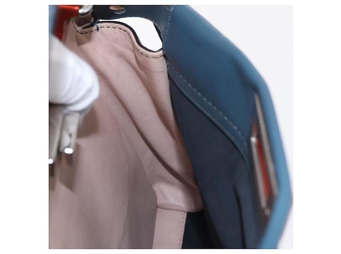 Borsa a mano FENDI Peek A Boo in pelle 2way Blu Argento 8BN290 Auth ka6482V - vista 26