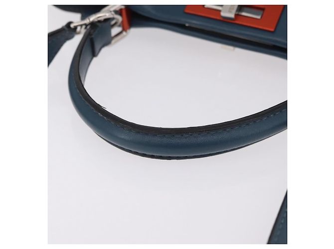 Borsa a mano FENDI Peek A Boo in pelle 2way Blu Argento 8BN290 Auth ka6482V - vista 7