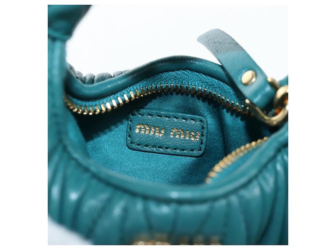 Miu Miu Matelasse Wonder Mini Shoulder Pouch Leather 2way Green Auth 206358SAM Dourado Verde - vista 10