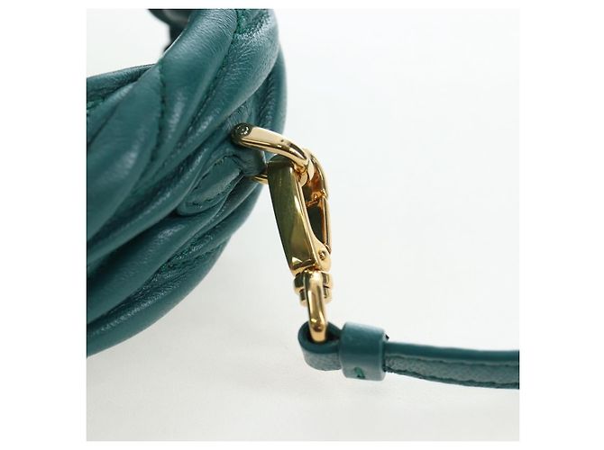 Miu Miu Matelasse Wonder Mini Shoulder Pouch Leather 2way Green Auth 206358SAM Dourado Verde - vista 19