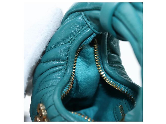 Miu Miu Matelasse Wonder Mini Shoulder Pouch Leather 2way Green Auth 206358SAM Dourado Verde - vista 22