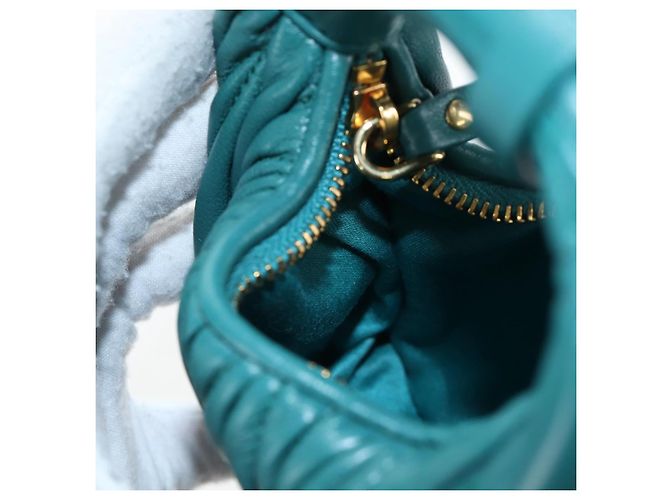 Miu Miu Matelasse Wonder Mini Shoulder Pouch Leather 2way Green Auth 206358SAM Dourado Verde - vista 23