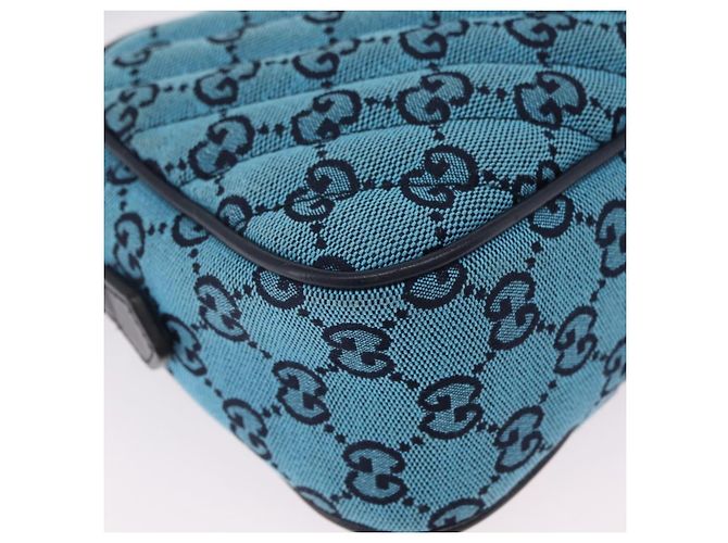 Borsa a tracolla GUCCI GG Marmont GG Canvas con catena Blu Argento 447632 Auth ka6443V - vista 16