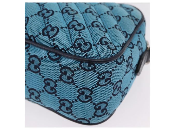 Borsa a tracolla GUCCI GG Marmont GG Canvas con catena Blu Argento 447632 Auth ka6443V - vista 17