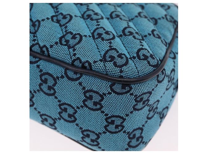 Borsa a tracolla GUCCI GG Marmont GG Canvas con catena Blu Argento 447632 Auth ka6443V - vista 19