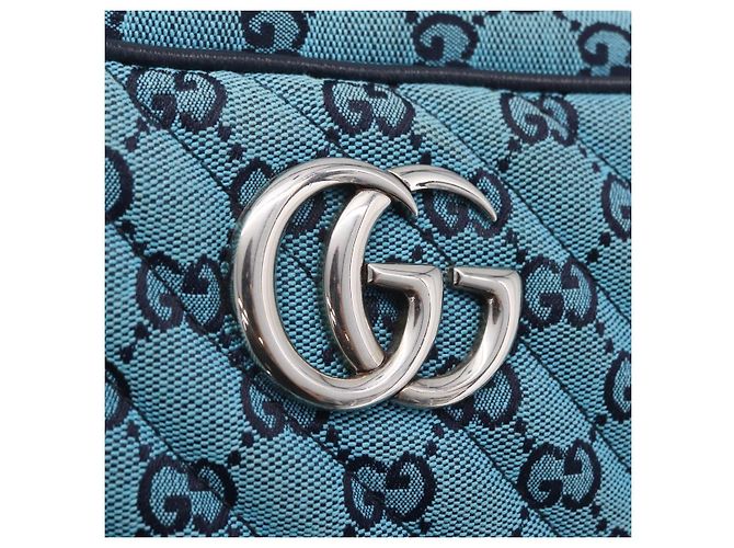 Borsa a tracolla GUCCI GG Marmont GG Canvas con catena Blu Argento 447632 Auth ka6443V - vista 20