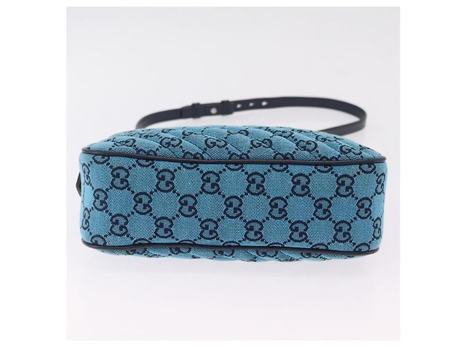 Borsa a tracolla GUCCI GG Marmont GG Canvas con catena Blu Argento 447632 Auth ka6443V - vista 5