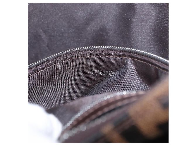 Borsa a Tracolla FENDI Zucca Canvas Mamma Baguette Marrone Nero Auth am12730M - vista 11