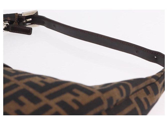 Borsa a Tracolla FENDI Zucca Canvas Mamma Baguette Marrone Nero Auth am12730M - vista 14