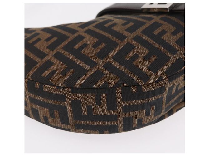 Borsa a Tracolla FENDI Zucca Canvas Mamma Baguette Marrone Nero Auth am12730M - vista 15