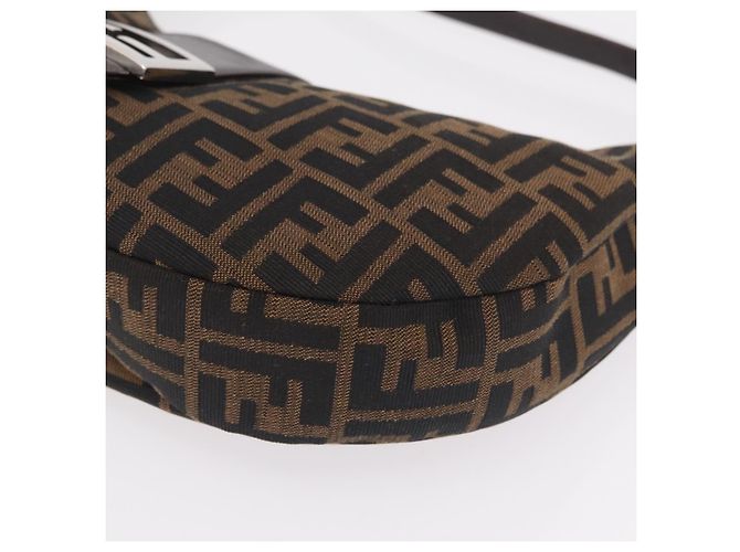 Borsa a Tracolla FENDI Zucca Canvas Mamma Baguette Marrone Nero Auth am12730M - vista 16