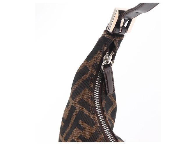 Borsa a Tracolla FENDI Zucca Canvas Mamma Baguette Marrone Nero Auth am12730M - vista 23