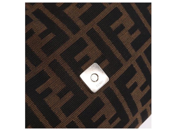 Borsa a Tracolla FENDI Zucca Canvas Mamma Baguette Marrone Nero Auth am12730M - vista 25