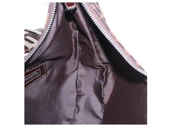 Borsa a Tracolla FENDI Zucca Canvas Mamma Baguette Marrone Nero Auth am12730M - vista 27