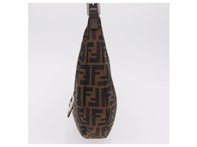 Borsa a Tracolla FENDI Zucca Canvas Mamma Baguette Marrone Nero Auth am12730M - vista 3
