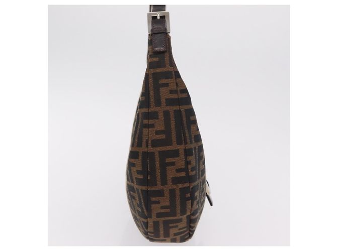 Borsa a Tracolla FENDI Zucca Canvas Mamma Baguette Marrone Nero Auth am12730M - vista 4