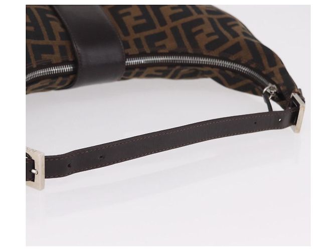 Borsa a Tracolla FENDI Zucca Canvas Mamma Baguette Marrone Nero Auth am12730M - vista 7