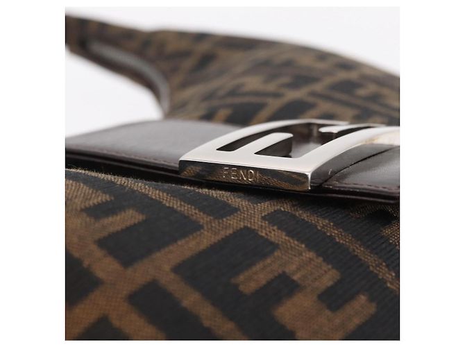 Borsa a Tracolla FENDI Zucca Canvas Mamma Baguette Marrone Nero Auth am12730M - vista 8