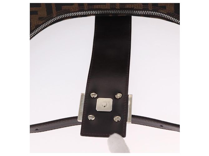 Borsa a Tracolla FENDI Zucca Canvas Mamma Baguette Marrone Nero Auth am12730M - vista 9