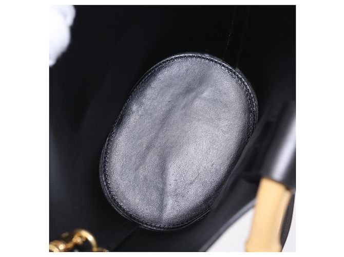 Bolso de mano Miu Miu con asa de bambú en cuero 2way Negro Oro Auth 206928M Dorado - vista 11