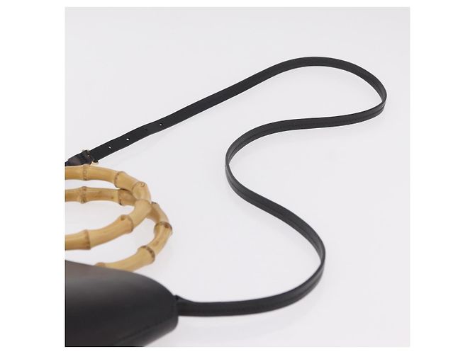 Bolso de mano Miu Miu con asa de bambú en cuero 2way Negro Oro Auth 206928M Dorado - vista 14
