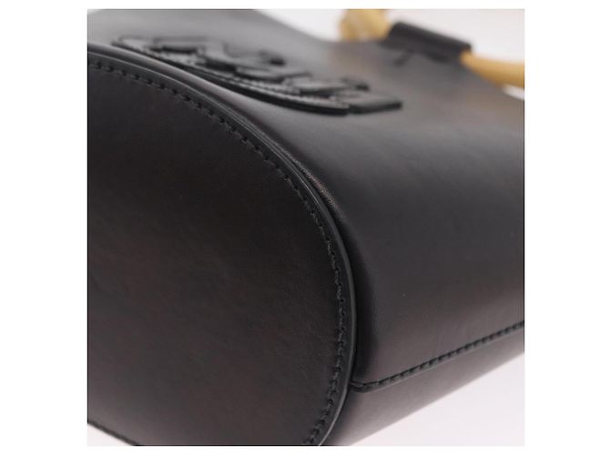Bolso de mano Miu Miu con asa de bambú en cuero 2way Negro Oro Auth 206928M Dorado - vista 16