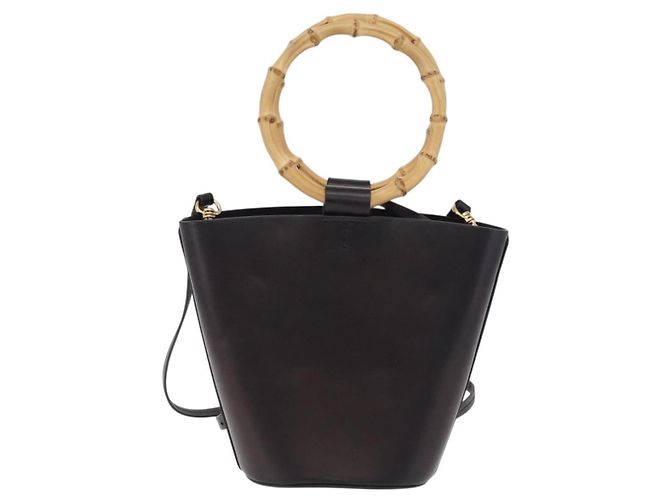 Bolso de mano Miu Miu con asa de bambú en cuero 2way Negro Oro Auth 206928M Dorado - vista 2