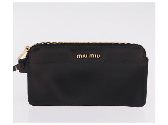 Bolso de mano Miu Miu con asa de bambú en cuero 2way Negro Oro Auth 206928M Dorado - vista 20