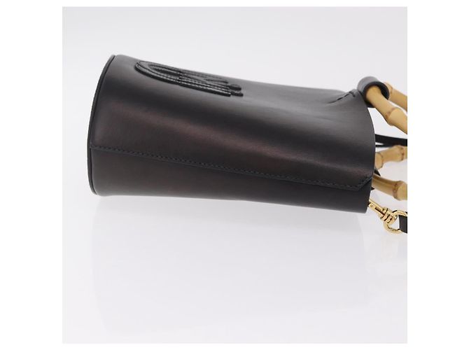 Bolso de mano Miu Miu con asa de bambú en cuero 2way Negro Oro Auth 206928M Dorado - vista 3